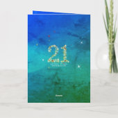 21ste verjaardag - Star-nummer - Blauw groen - 21 Kaart (Achterkant)