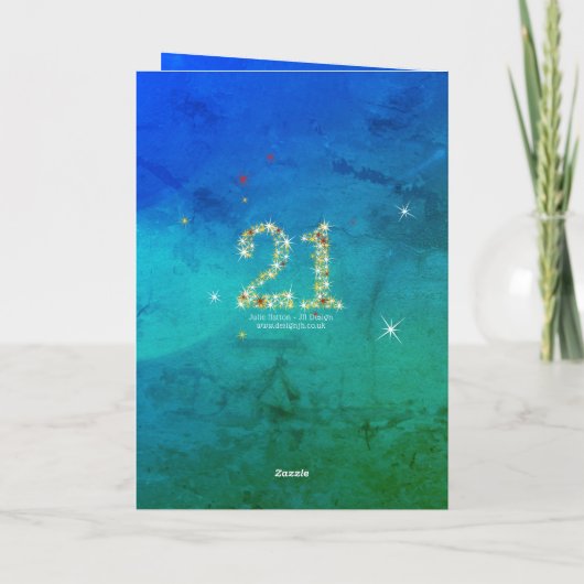 21ste verjaardag - Star-nummer - Blauw groen - 21  Kaart (Achterkant)
