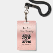 21ste verjaardag, trakteer me op een shot, qr-code badge (Achterkant met lanyard)