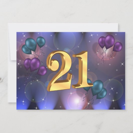 21ste verjaardag Uitnodiging ballonnen (Voorkant)