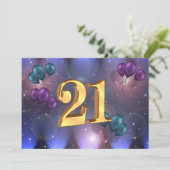 21ste verjaardag Uitnodiging ballonnen (Staand voorkant)