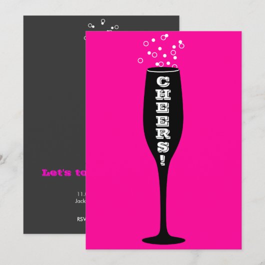 21ste verjaardag uitnodiging - Champagne Cheers! (Voorkant / Achterkant)