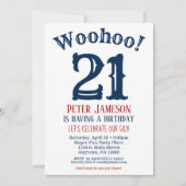 21ste verjaardag Uitnodiging Mannen marine blauw (Voorkant)