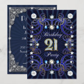 21ste verjaardag uitnodiging met massa ' s juwelen (Voorkant / Achterkant)