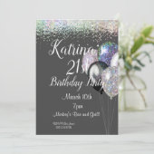 21ste verjaardag, uitnodiging van Glitter Birthday (Staand voorkant)