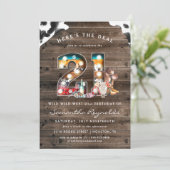 21ste verjaardag | Uitnodiging Wild West Cowboy (Staand voorkant)