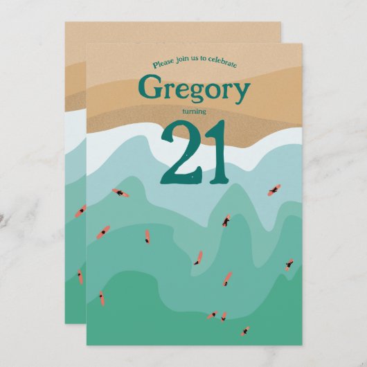 21ste verjaardag van aangepaste retrorsurfen op oc kaart (Voorkant / Achterkant)