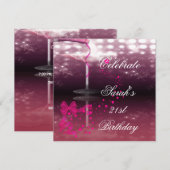 21ste verjaardag van de Champagne Glass Bow Kaart (Voorkant / Achterkant)