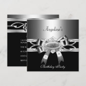 21ste verjaardag van de Elegant Black Silver Metal Kaart (Voorkant / Achterkant)