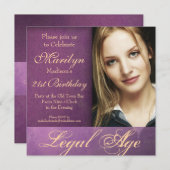 21ste verjaardag van de Elegant Paarse grunge Kaart (Voorkant / Achterkant)