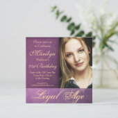 21ste verjaardag van de Elegant Paarse grunge Kaart (Staand voorkant)