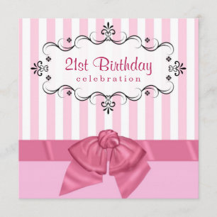21ste verjaardag van de feestdag - Roze & Wit Kaart