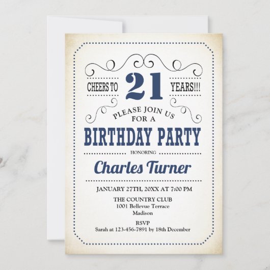 21ste verjaardag van de geboorte - Retro Creamy Wh Kaart (Voorkant)