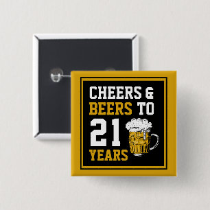 21ste verjaardag van de kaasmakerij en de biersect vierkante button 5,1 cm