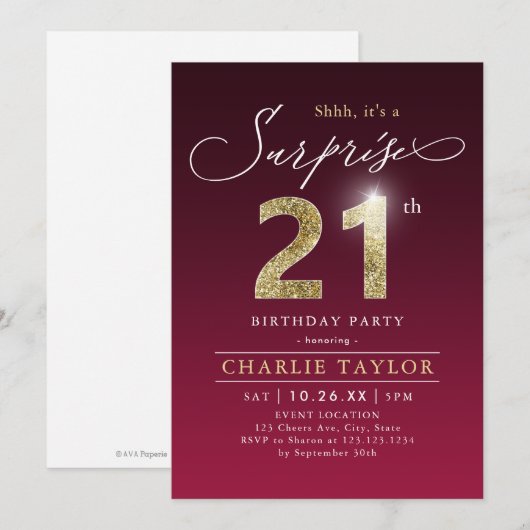 21ste verjaardag van de moderne bruidsgouden verra kaart (Voorkant / Achterkant)