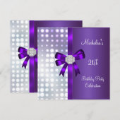 21ste verjaardag van de Paarse diamantboot Glitter Kaart (Voorkant / Achterkant)