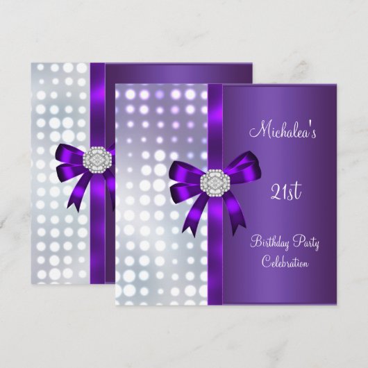 21ste verjaardag van de Paarse diamantboot Glitter Kaart (Voorkant / Achterkant)