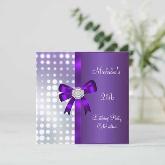 21ste verjaardag van de Paarse diamantboot Glitter Kaart (Staand voorkant)