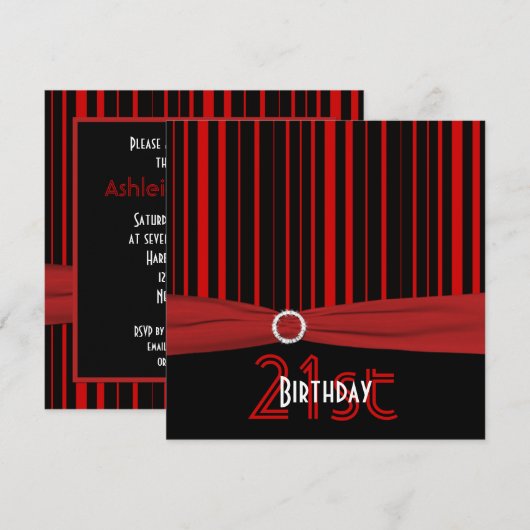 21ste verjaardag van de Rood- en zwarte streep met Kaart (Voorkant / Achterkant)