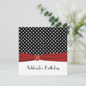 21ste verjaardag van de Rood-zwarte riBBON-stippen Kaart (Staand voorkant)