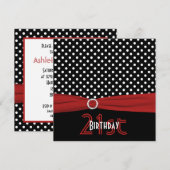 21ste verjaardag van de Rood-zwarte riBBON-stippen Kaart (Voorkant / Achterkant)