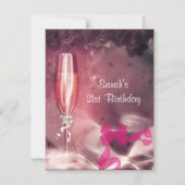 21ste verjaardag van de roze champagne-glazen boeg kaart (Voorkant)
