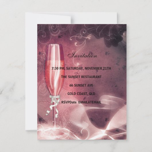 21ste verjaardag van de roze champagne-glazen boeg kaart (Achterkant)