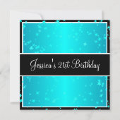 21ste verjaardag van de Turquoise Stars Black & Wh Kaart (Voorkant)
