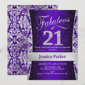 21ste verjaardag van de Zilveren-Paars Kaart (Voorkant / Achterkant)