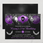 21ste verjaardag van de zwarte en Paarse Halloween Kaart (Voorkant / Achterkant)