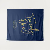 21ste verjaardag van Gold & Navy Blue Wandkleed (Voorkant (horizontaal))