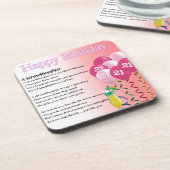 21ste verjaardag van het grootdochter-gedicht bier onderzetter (Linkerzijde)