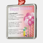 21ste verjaardag van het grootdochter-gedicht metalen ornament (Links)