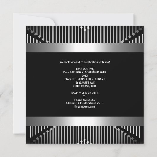 21ste verjaardag van het man van Silver Black Meta Kaart (Achterkant)