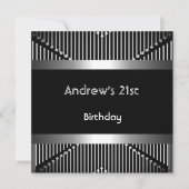 21ste verjaardag van het man van Silver Black Meta Kaart (Voorkant)