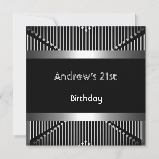 21ste verjaardag van het man van Silver Black Meta Kaart (Voorkant)
