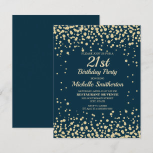 21ste verjaardag van Navy Blue Gold Diamond Kaart