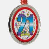 21ste verjaardag vandaag v2 metalen ornament (Rechts)