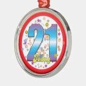 21ste verjaardag vandaag v2 metalen ornament (Links)