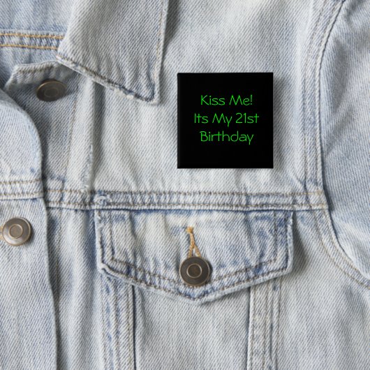 21ste verjaardag vierkante button 5,1 cm (In situ)