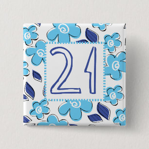 21ste verjaardag vierkante button 5,1 cm