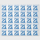 21ste verjaardag voor een kleinzoon, blauwe tekst cadeaupapier (Vlak)