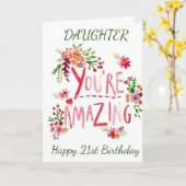 21ste VERJAARDAG VOOR MIJN DOCHTER-VAN MAMA Kaart (Gele Bloem)