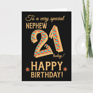 21ste verjaardag, voor Nephew, Gold Effect op zwar Kaart