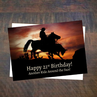 21ste verjaardag Westerne Rodeo Cowboy Kaart