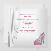 21ste verjaardag White Pink Martini Pearl Shoe Kaart (Achterkant)