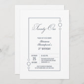 21ste verjaardag Wit met grijze Lijst Partij Kaart (Voorkant / Achterkant)