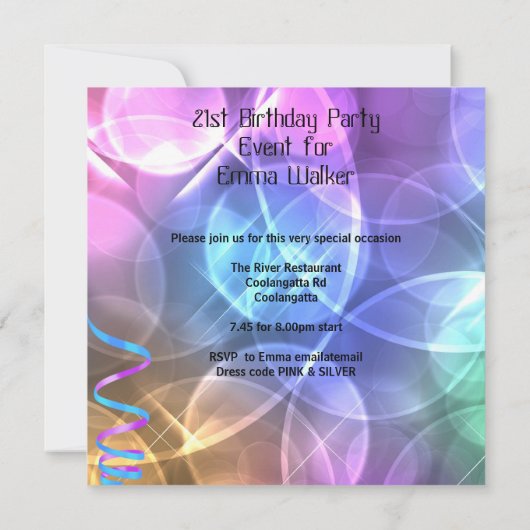 21ste verjaardag Witte Roze Paarse Martini-ballonn Kaart (Achterkant)