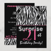 21ste verjaardag Zebra Stripes Black White Kaart (Voorkant / Achterkant)