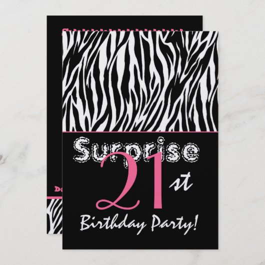 21ste verjaardag Zebra Stripes Black White Kaart (Voorkant / Achterkant)